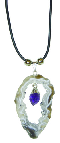 Geode with Amethyst Dangle