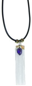 Selenite with Amethyst